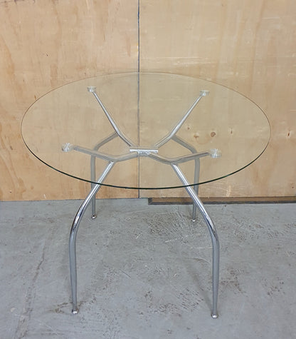 Round Glass Top Dining Table with Chrome Legs - EL104902