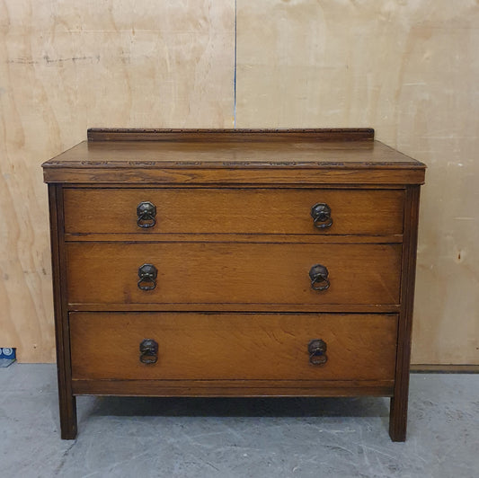 Vintage 3 Drawer Chest of Drawers with Ornate Circular Handles - 104811