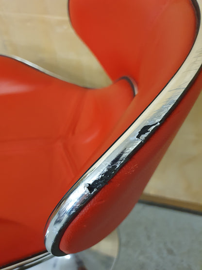 Single Red Leather Height Adjustable Bar Stool with Chrome Frame - 104164