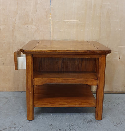 2 Tier Solid Oak Coffee Table with 1 Small Drawer and Slatted Side - 104842