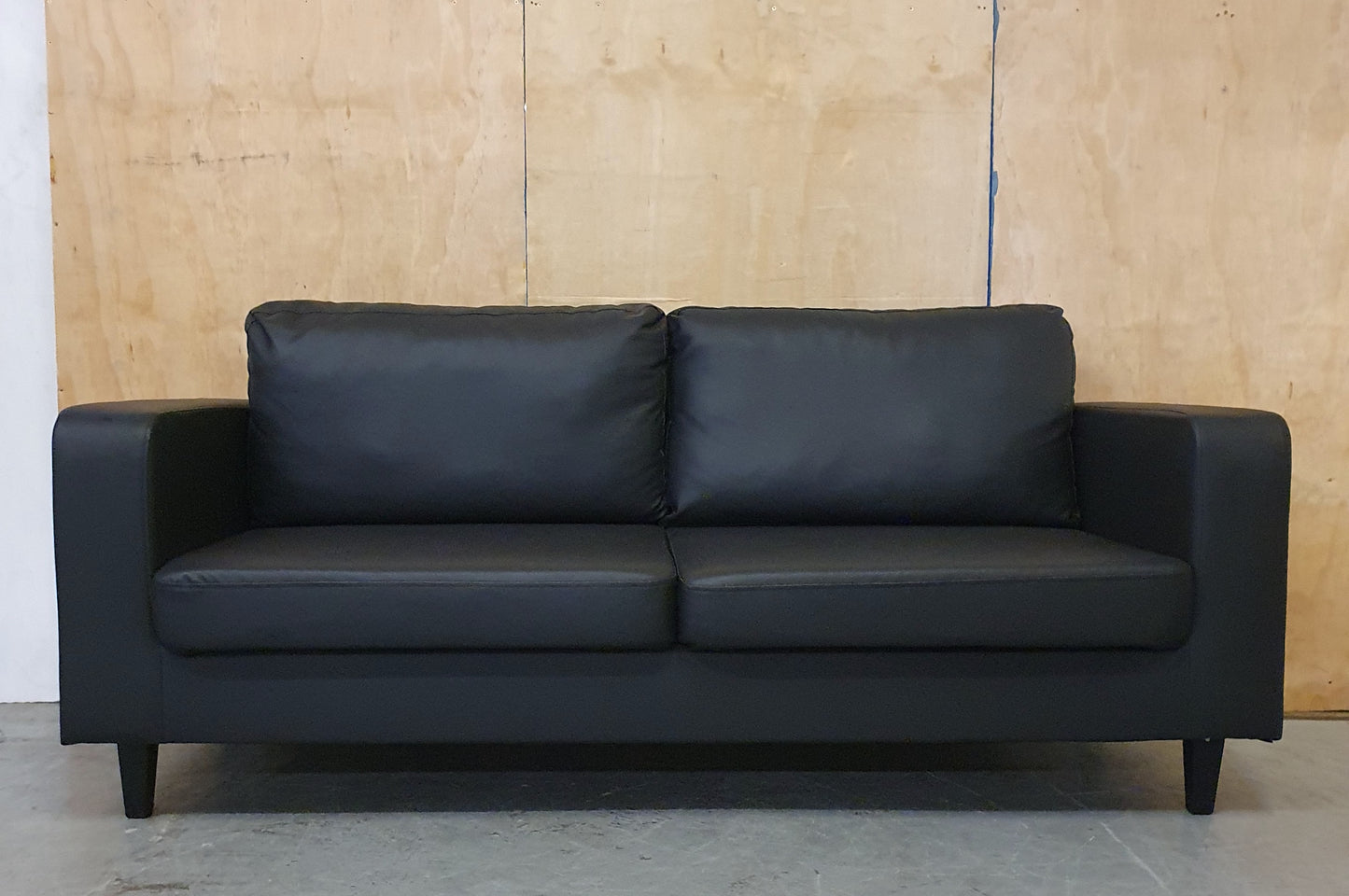 Black Faux Leather 2 Seater Sofa - 104863