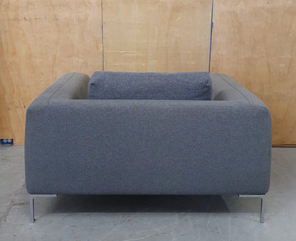 Grey Love Seat / Large Armchair with Chrome Feet - 104573