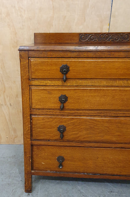 Vintage 4 Drawer Chest of Drawers with Engraved Top Panel - 104810