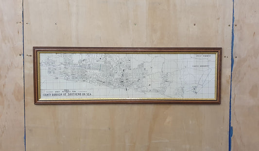 Large Southend on Sea Map in Wooden Frame - 050425-01