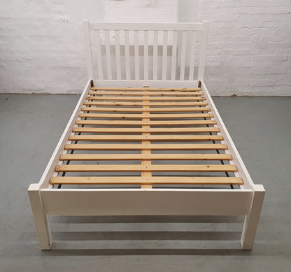 Small Double / Queen Size White Wooden Bedframe - 191124-11