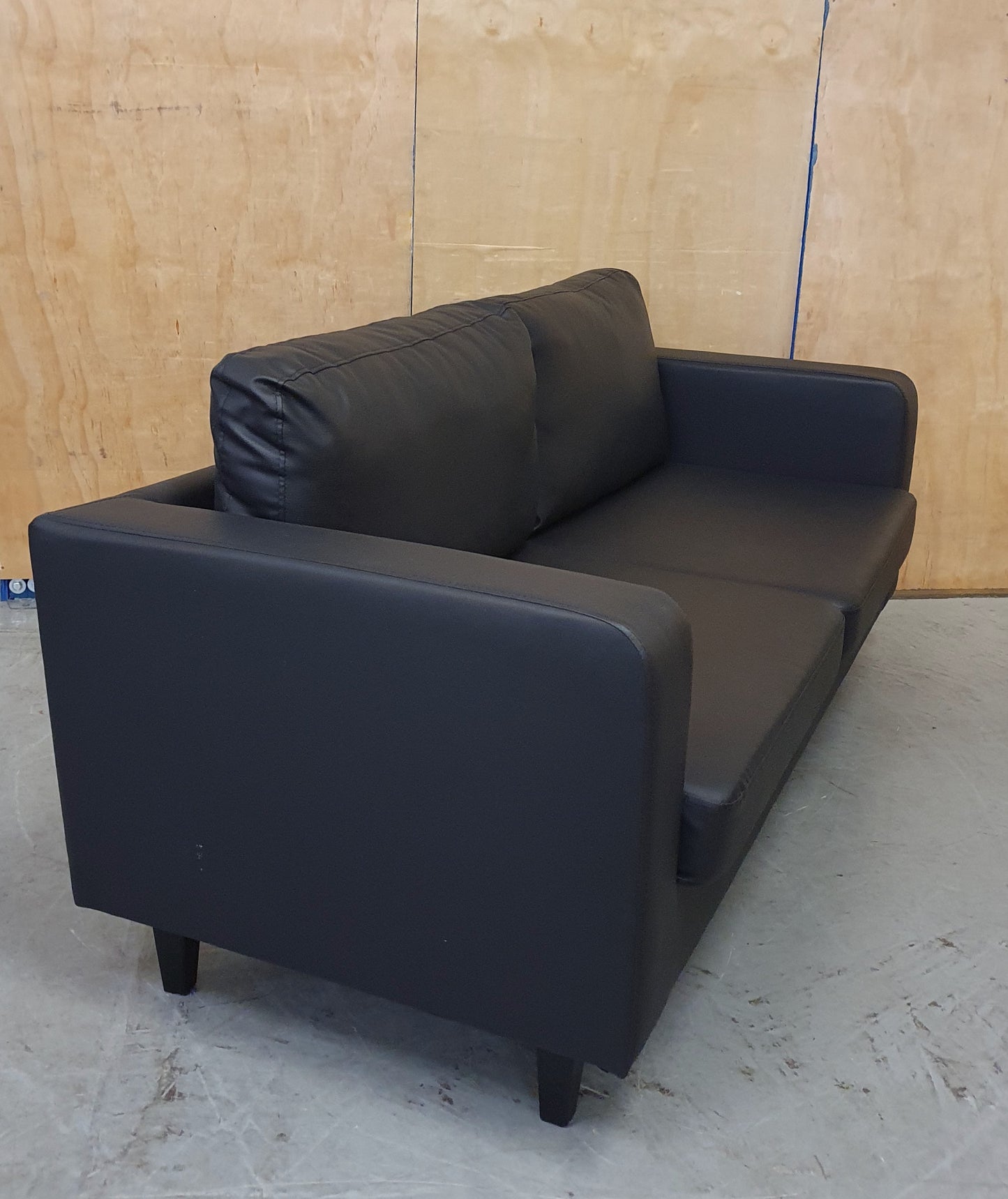 Black Faux Leather 2 Seater Sofa - 104863