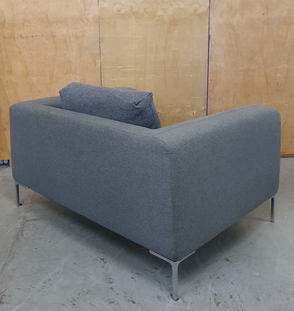 Grey Love Seat / Large Armchair with Chrome Feet - 104573