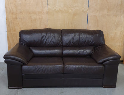 Brown Leather 2 Seater Sofa with Detachable Zipped Back Rests - 104869