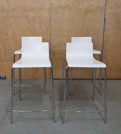 4 Matching White Stackable Bar Stools with Chrome Frame - RN103188 / RN103189 / RN103190 / RN103191