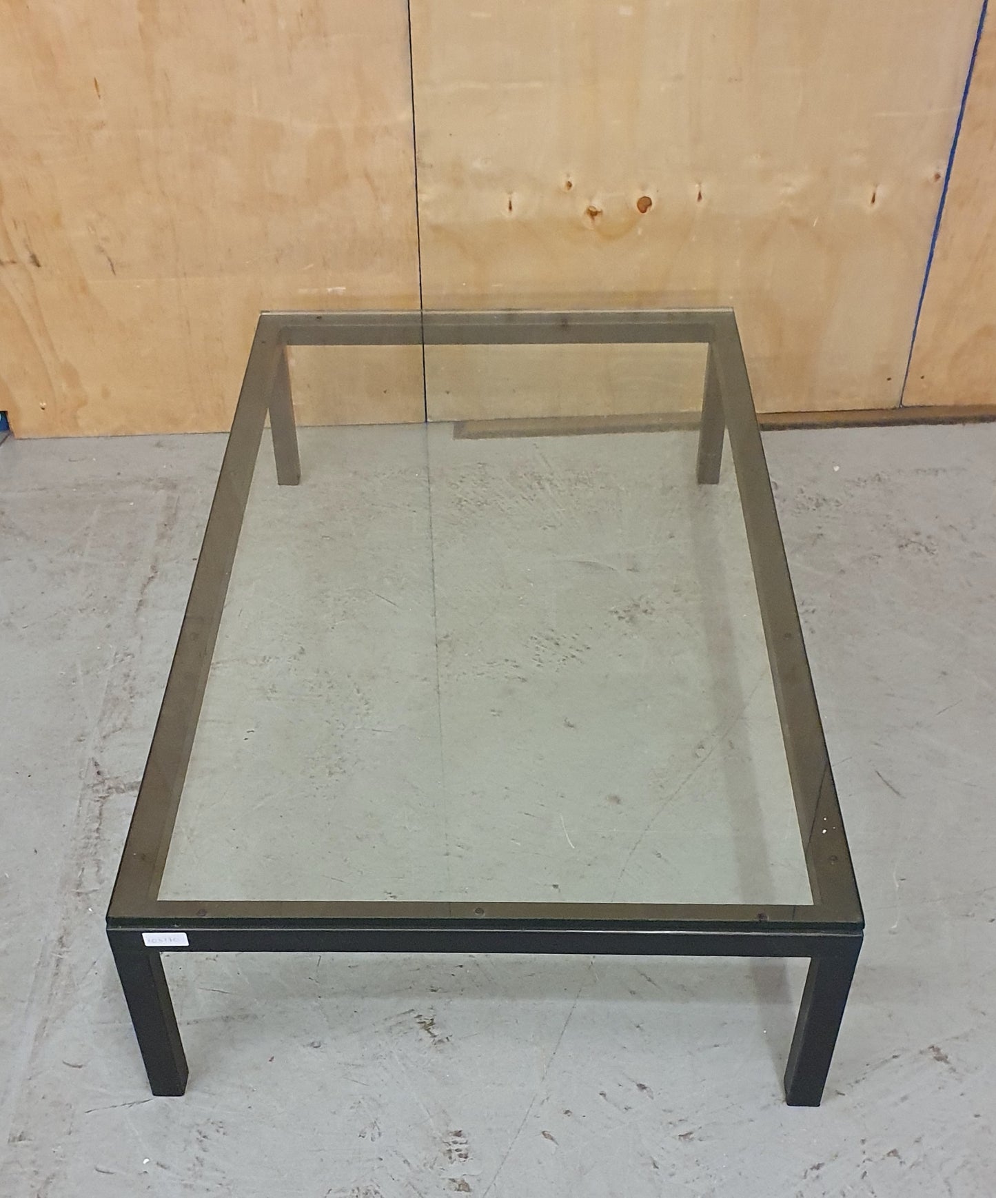 Large Heavy Modern Low Glass Coffee Table with Black Metal Frame - 103170