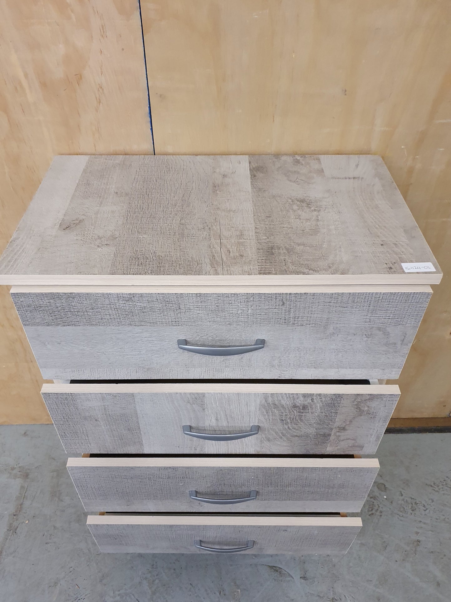 4 Drawer Grey Faux Wood Vinyl Covered Chest of Drawers - 161124-03