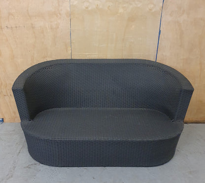 Dark Grey Oval Shape Plastic Weaved Garden Sofa - EL104055
