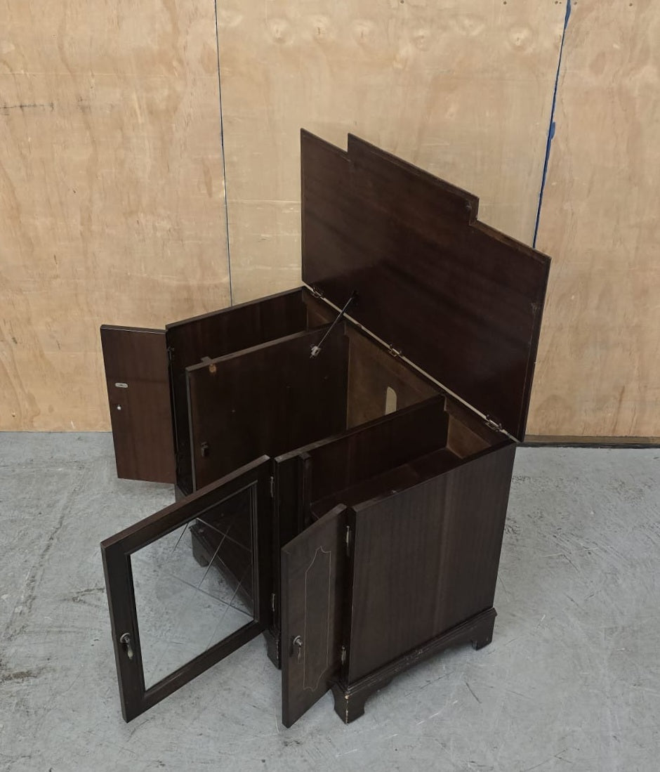 Vintage Mahogany Cabinet with 3 Doors and Open Top - 140925-04