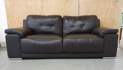 Dark Brown Faux Leather 2 Seater Sofa - 040725-14