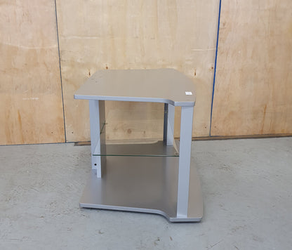 Silver TV Stand with Glass Shelf - 200624-02