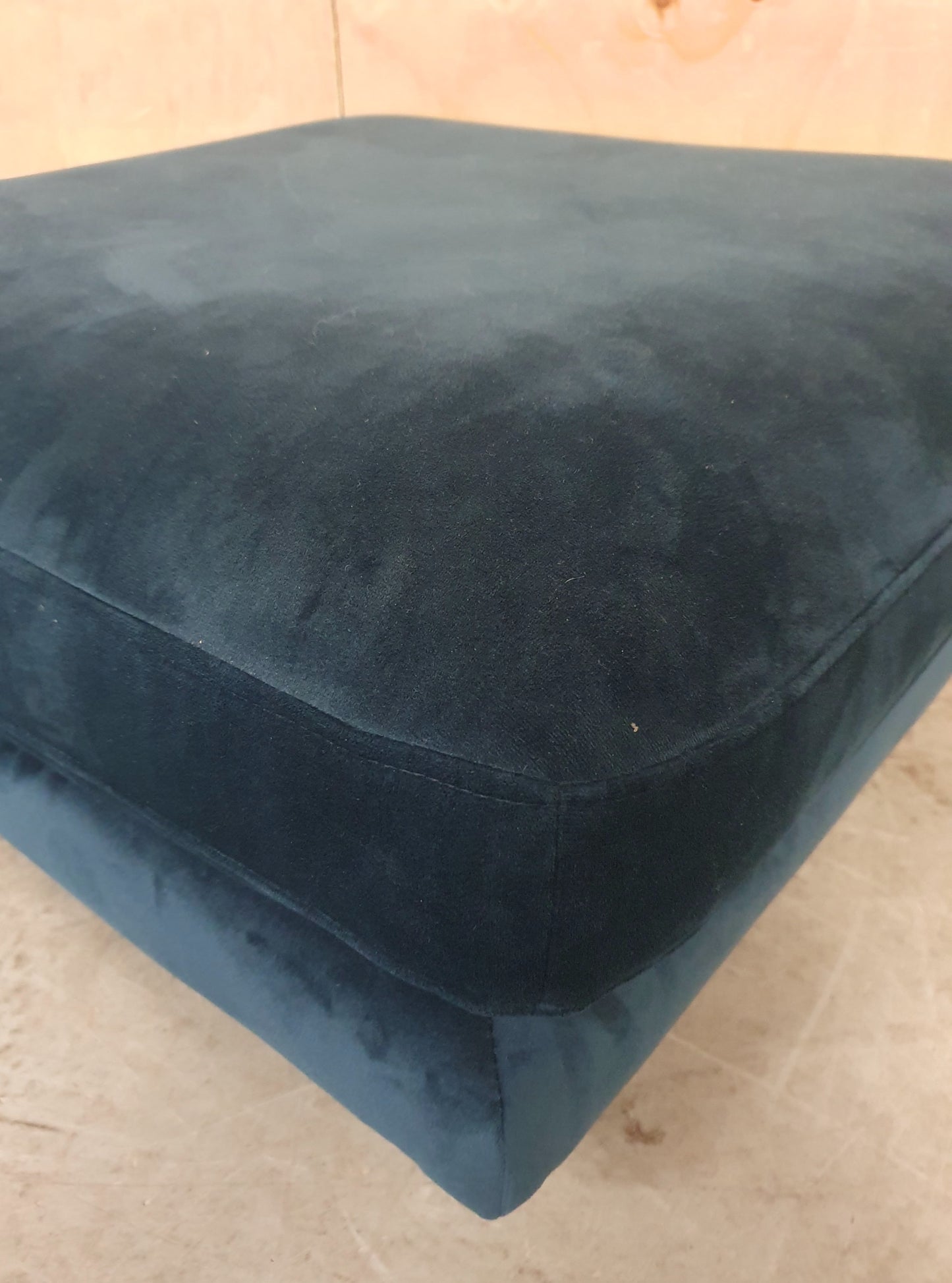 Large Navy Blue Velvet Pouffe Footstool with 2 Additional Cushions - 290925-10