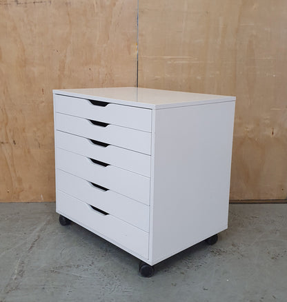 IKEA ALEX White Wood Storage Drawers on Castor Wheels - 241025-01