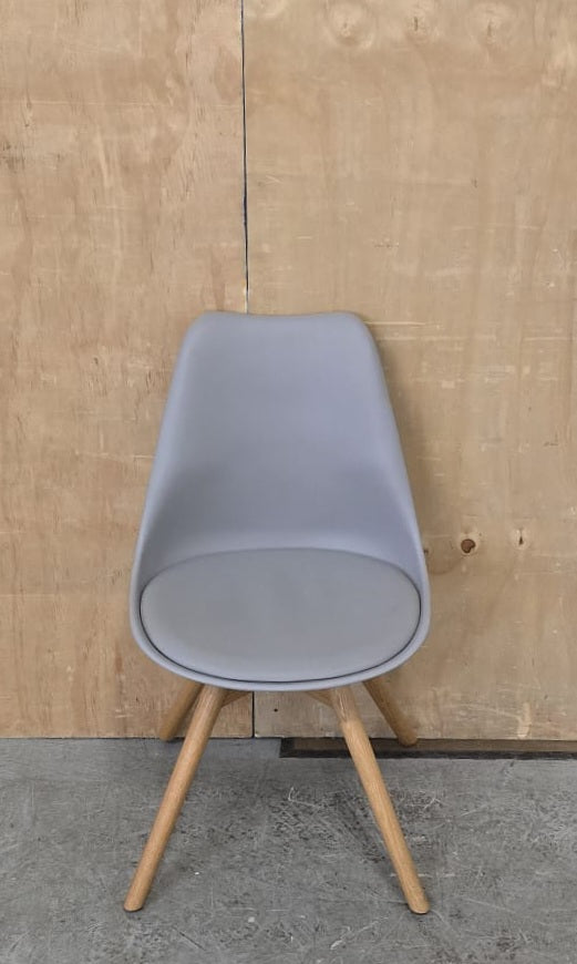Single Grey Chair with Cushioned Seat and Wooden Legs - 104762