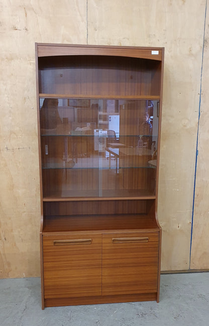 Vintage Glass Display Cabinet with Bottom Cabinet and Glass Shelves - 104463