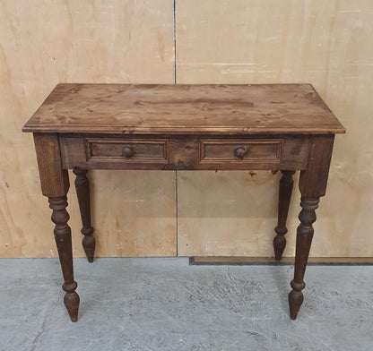 Vintage Dark Stained Wood Dressing Table with Removable Top Mirror Section - 104840