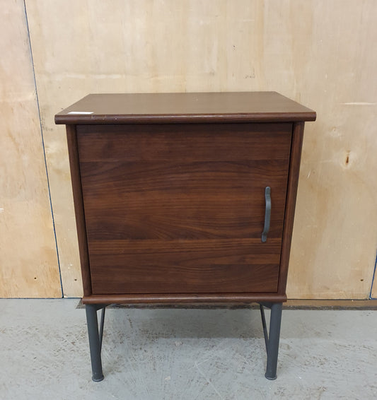 1 Door Mahogany Cabinet with Interior Shelf on Metal Frame - E102260