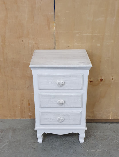 Grey 3 Drawer Bedside Cabinet with Heart Shaped Handles - 104617