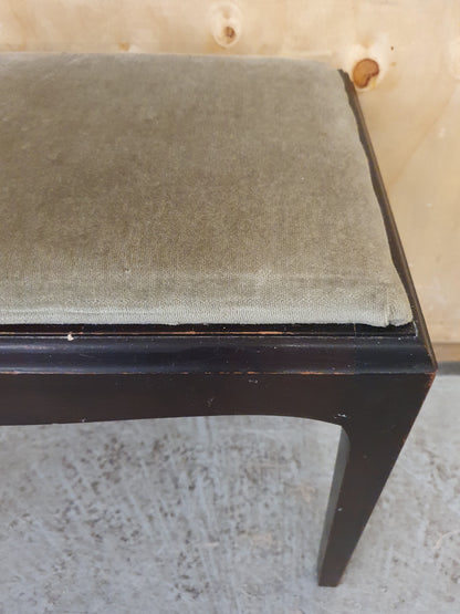 Dark Wood Frame Foot Stool with Olive Green Velvet Seat - EL104399