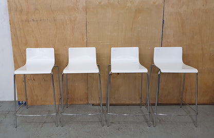 4 Matching White Stackable Bar Stools with Chrome Frame - RN103188 / RN103189 / RN103190 / RN103191