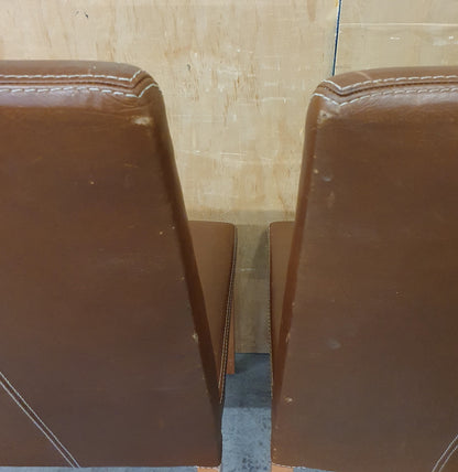 4 Matching Brown Leather Dining Chairs - EL104505 / EL104506 / EL104507 / EL104508