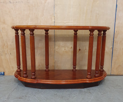 2 Tier Half Moon Varnished Wood Sideboard with Central Glass Top - EL104919