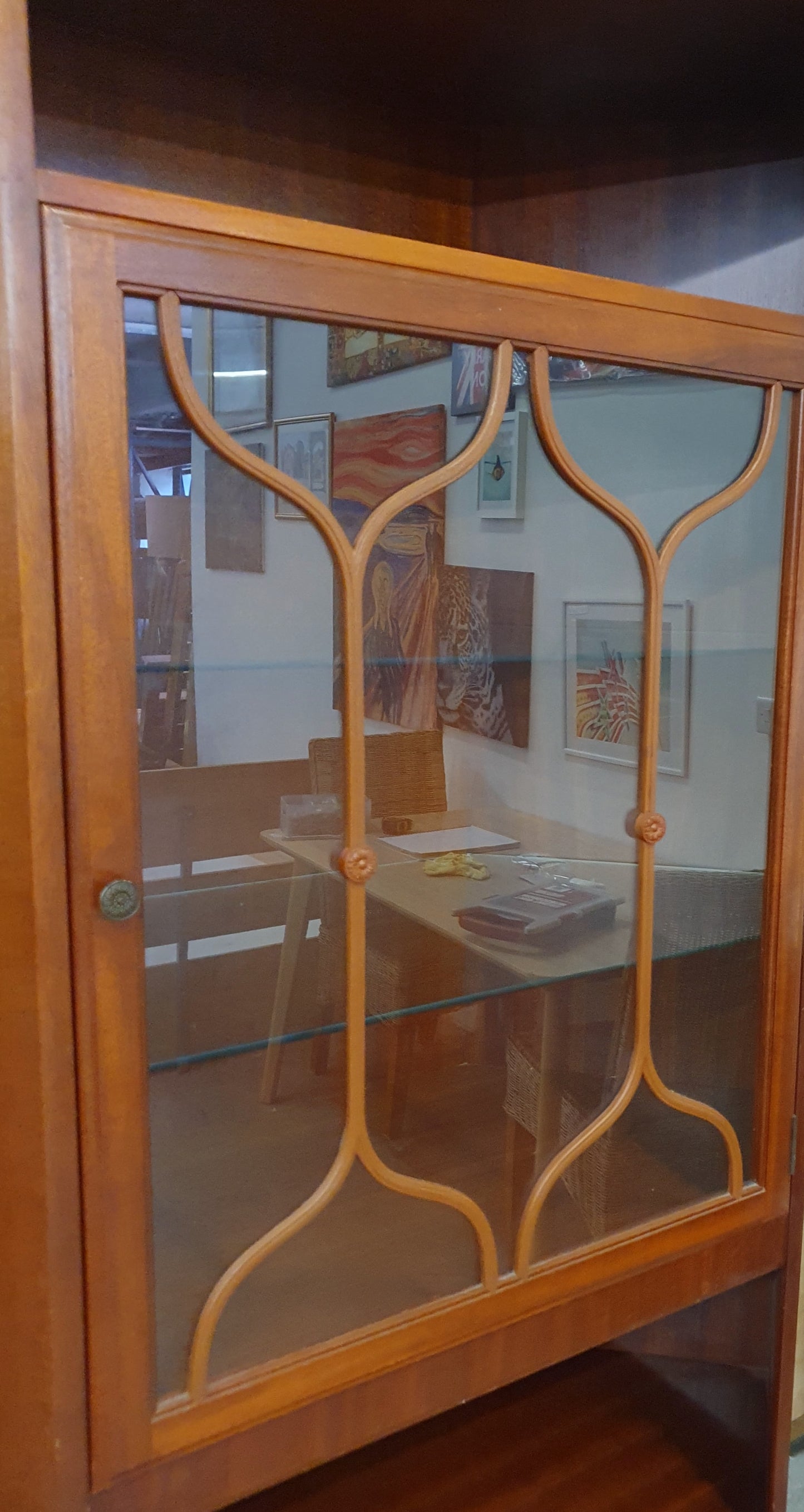 A.H. McIntosh & Co Large 2 Tier Glass Cabinet with Glass Shelves -104274