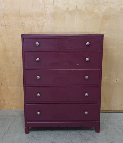 5 Drawer Burgundy Chest of Drawers - 104799