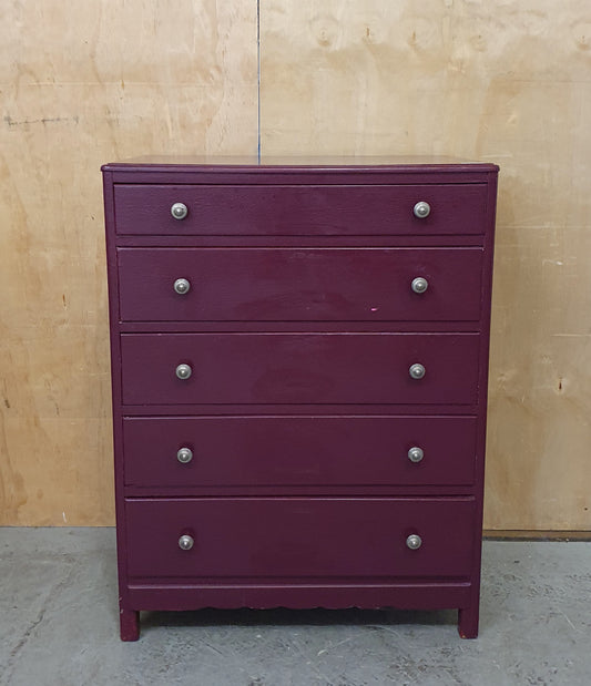 5 Drawer Burgundy Chest of Drawers - 104799