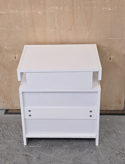 Single White Bedside Cabinet with 2 Drawers and Top Open Section - 104616