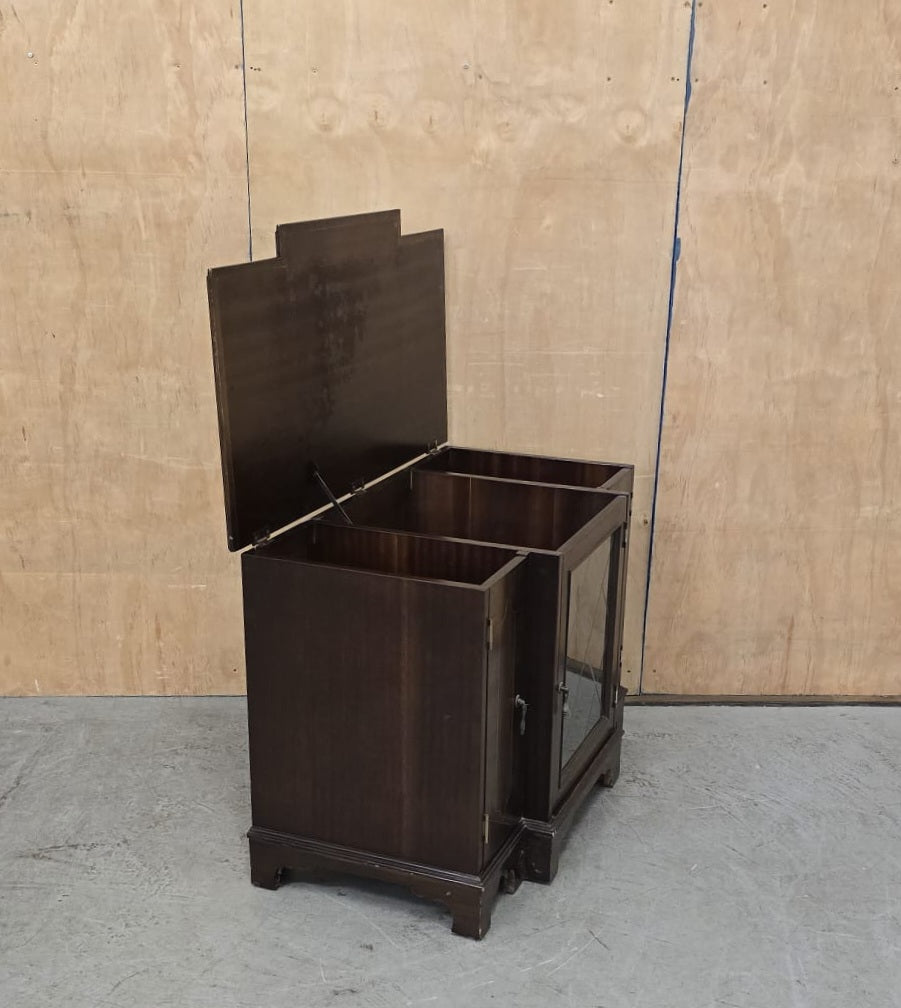 Vintage Mahogany Cabinet with 3 Doors and Open Top - 140925-04