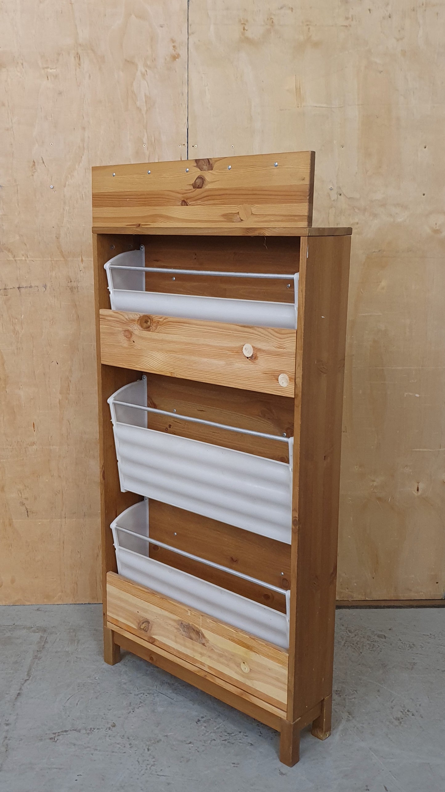 3 Drawer Tall Wooden Shoe Storage Unit with Top Hooks for Hanging Keys - EL102930