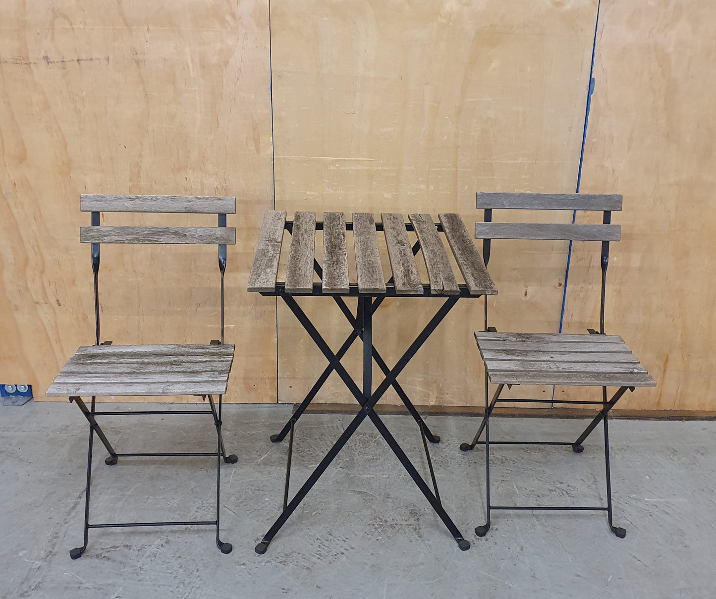 2 Foldable Wood Slatted Garden Chairs and Matching Table - 290126-01