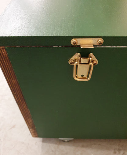 Dark Green Wooden Storage Trunk/Box with Removable Lid and Castor Wheels - 010525-02
