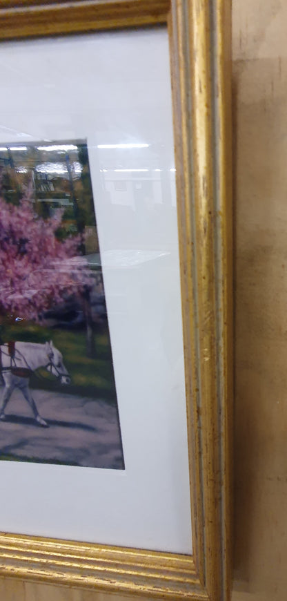 Horse and Carriage Art in Gold Frame - EL101110