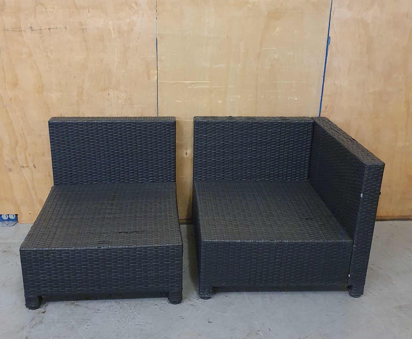 Dark Grey Plastic Woven Garden Chairs in Two Sections - EL103988 / EL103989