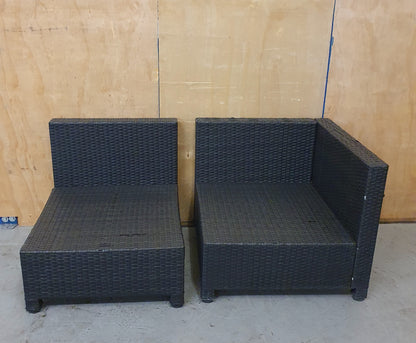 Dark Grey Plastic Woven Garden Chairs in Two Sections - EL103988 / EL103989