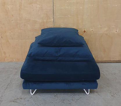 Large Navy Blue Velvet Pouffe Footstool with 2 Additional Cushions - 290925-10