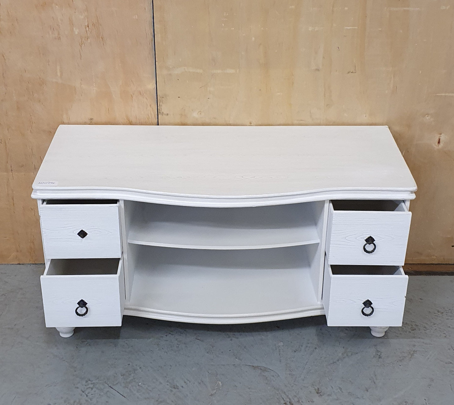 Whie Wooden TV Stand with 4 Drawers and Centre Shelf - EL101796