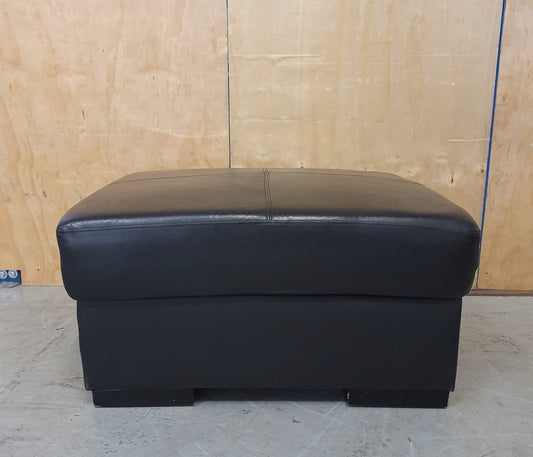 Large Black Faux Leather Ottoman / Pouffe - 104827