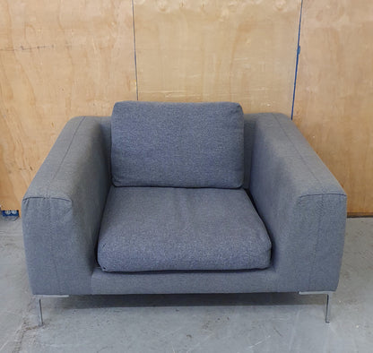 Grey Love Seat / Large Armchair with Chrome Feet - 104573