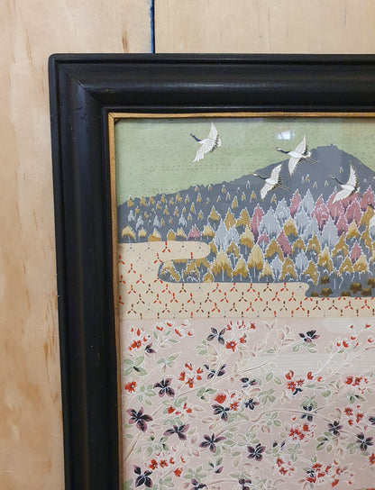 Large Japanese Inspired Print in Black Wood Frame - EL104246