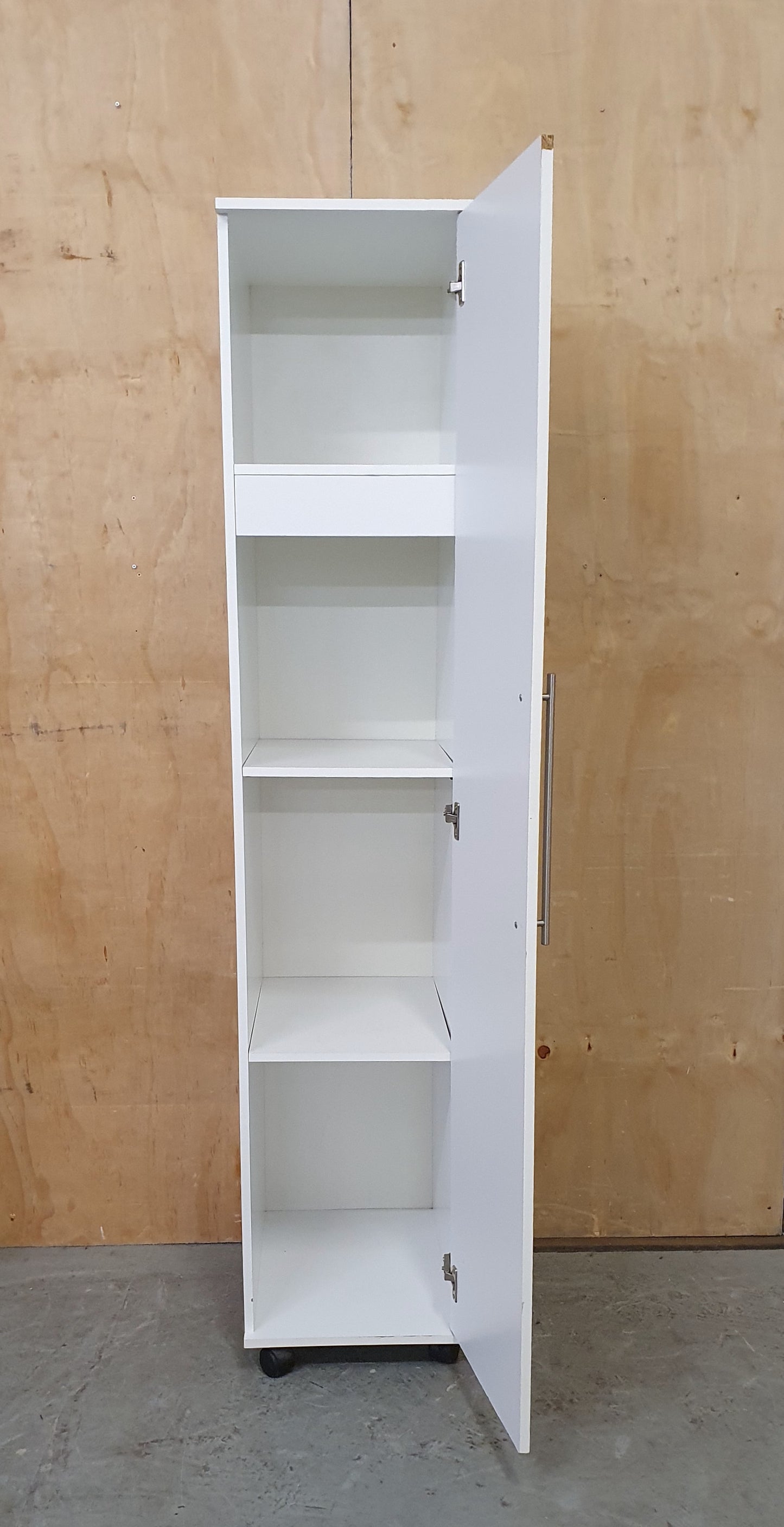White Wood Single Door Wardrobe with 3 Internal Shelves - 104622