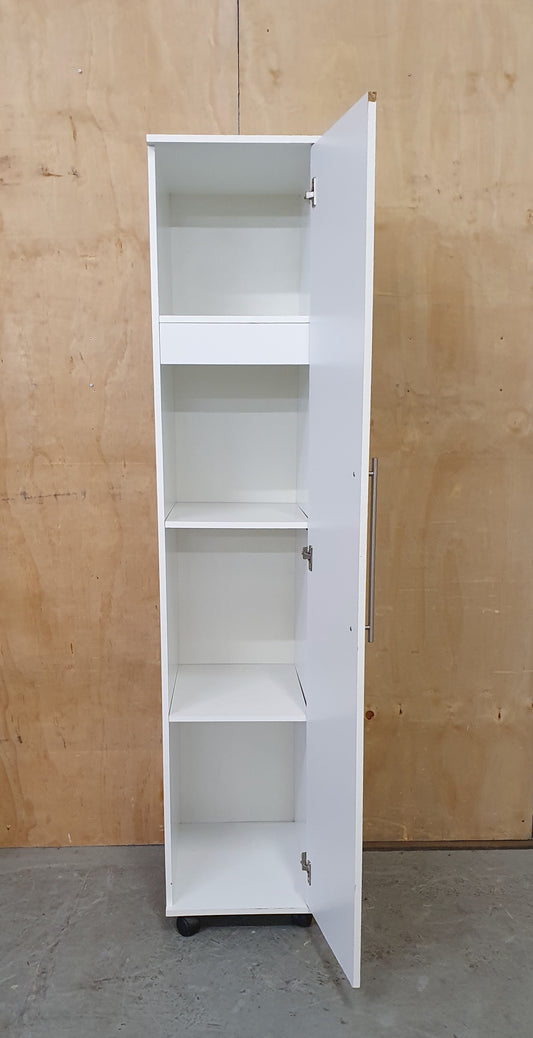 White Wood Single Door Wardrobe with 3 Internal Shelves - 104622