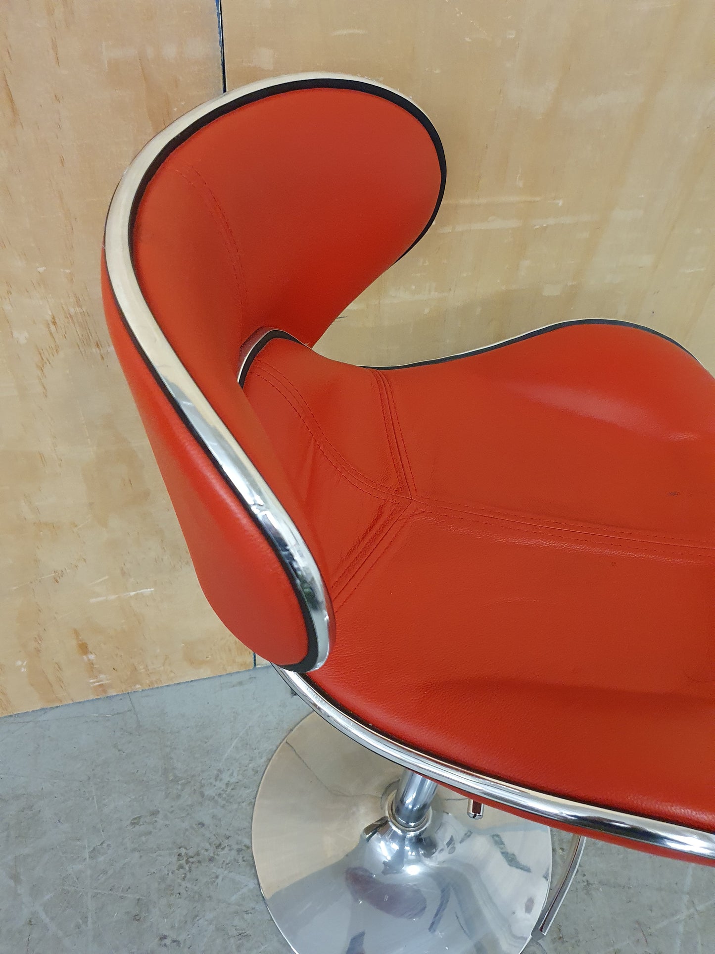 Single Red Leather Height Adjustable Bar Stool with Chrome Frame - 104164