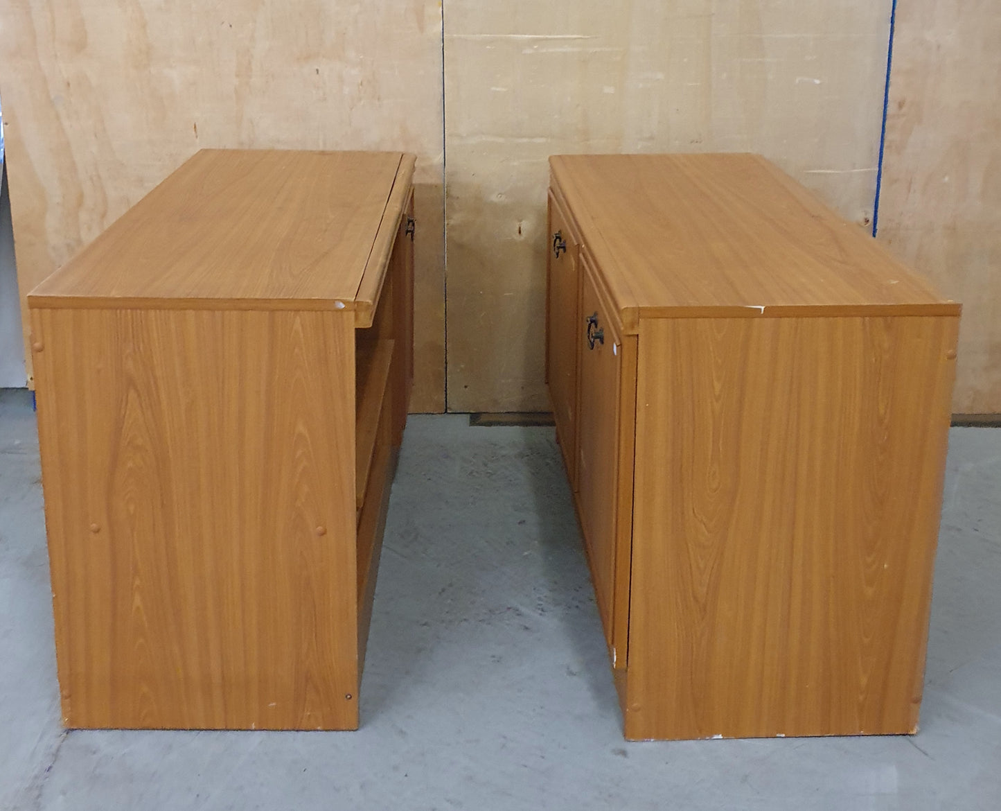 Two Matching Wooden Cabinets with Pull Out Shelf and Doors - EL103044